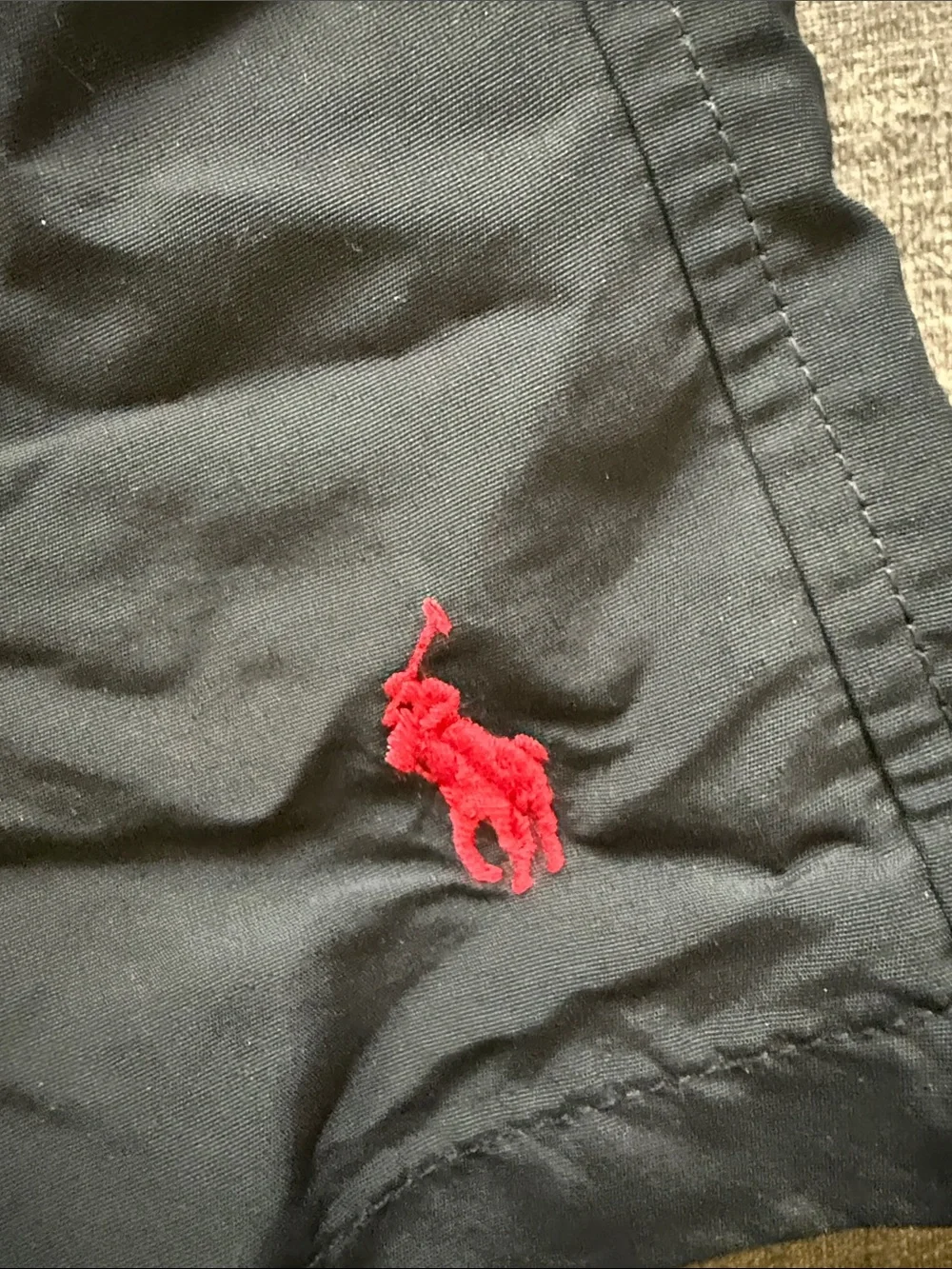 Polo by Ralph Lauren Black Swim Trunks with Red Accent